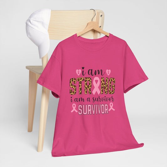 Strong Survivor Leopard Print Breast Cancer Tee