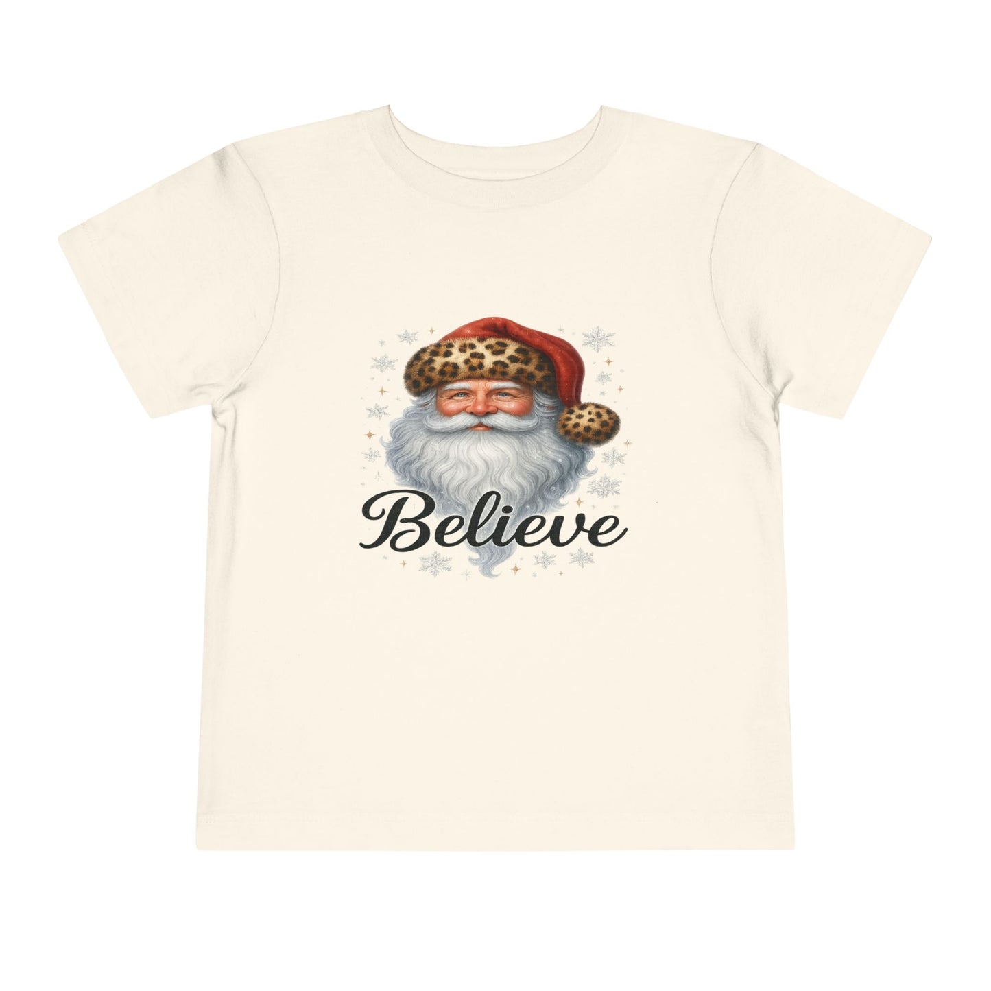 Believe Santa Leopard Print Toddler Christmas Tee