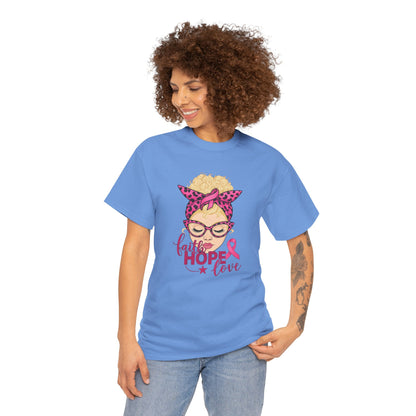 Hope Love Pink Ribbon Tee - Breast Cancer Awareness