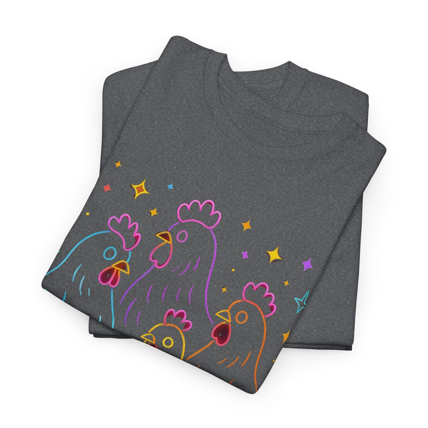 🌻 Autumn Chickens & Pumpkins Tee – Colorful Farm Harvest Shirt