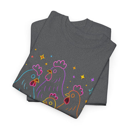 🌻 Autumn Chickens & Pumpkins Tee – Colorful Farm Harvest Shirt