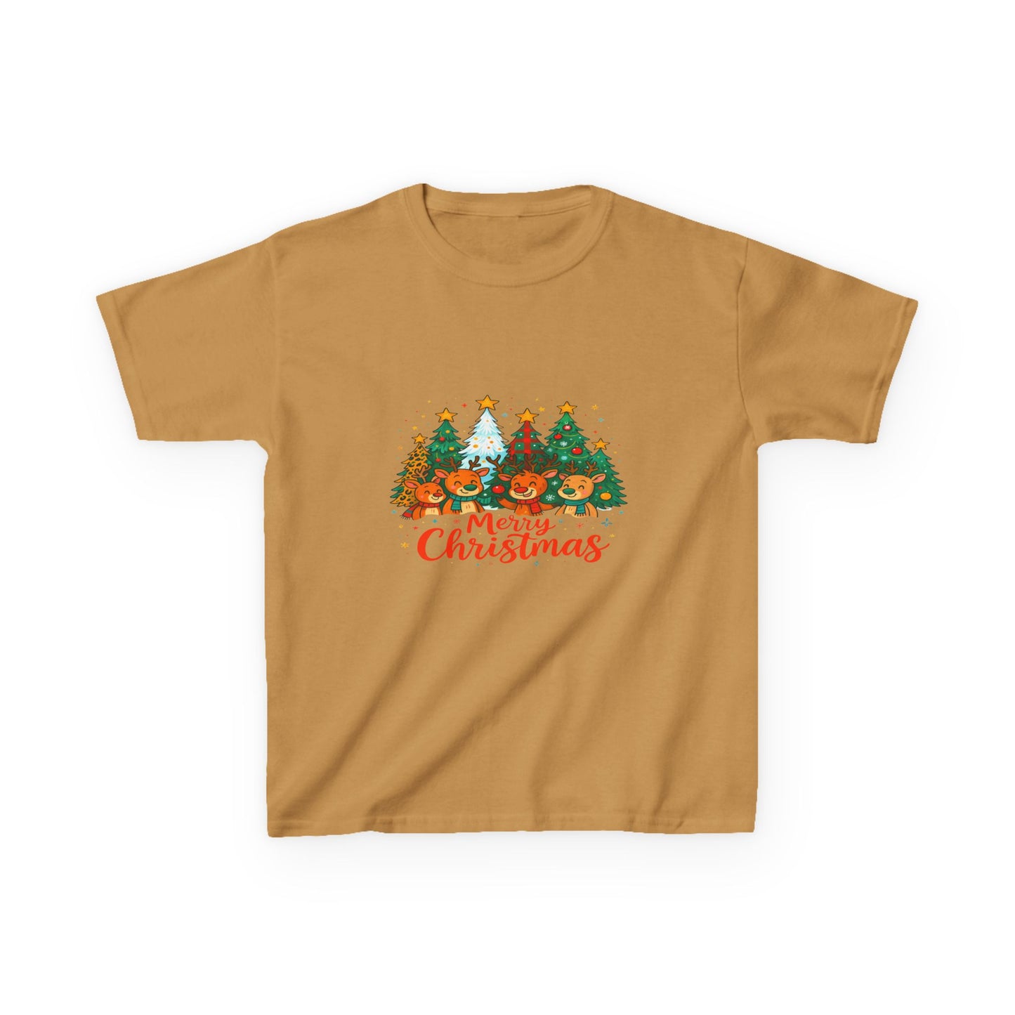 Merry Christmas Reindeer & Dino Trees Kids Tee