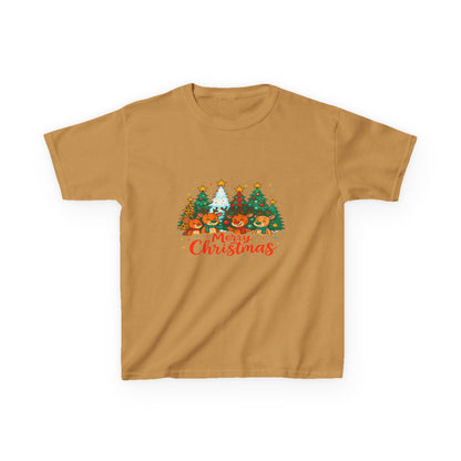 Merry Christmas Reindeer & Dino Trees Kids Tee