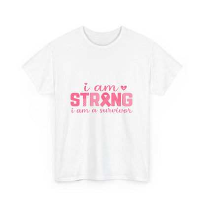 I AM STRONG - Pink Ribbon Breast Cancer Awareness Tee