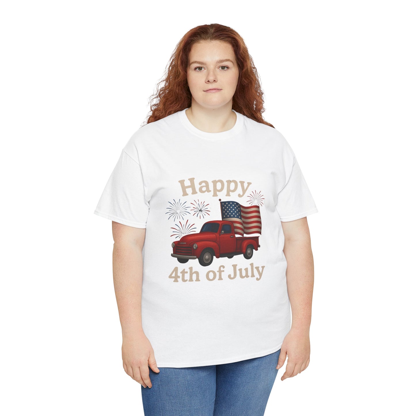 🚙 Happy 4th of July Truck Tee – Patriotic Vintage Pickup Shirt