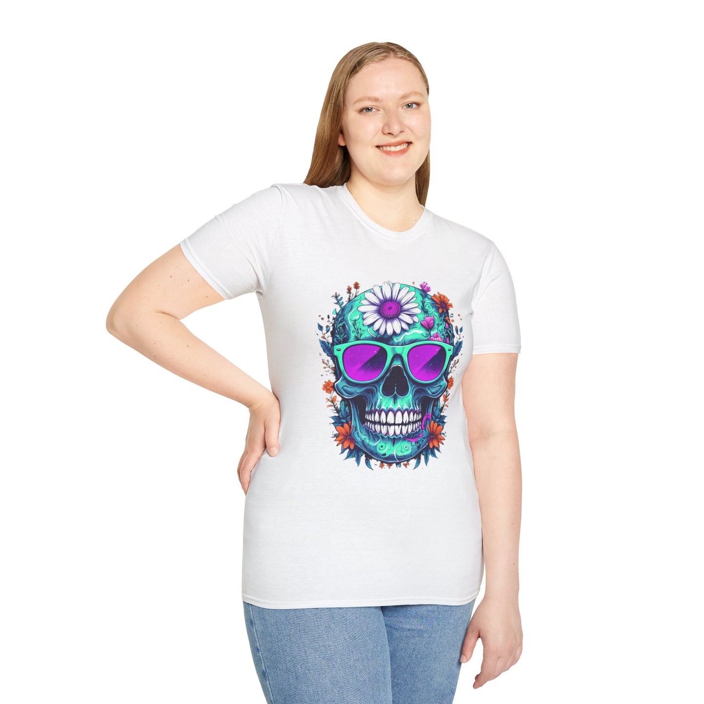 Vibrant Skull Graphic Tee, Edgy Unisex T-Shirt, Festival Wear, Vintage Inspired Tops, Halloween Must-Have, Cool Casual Style