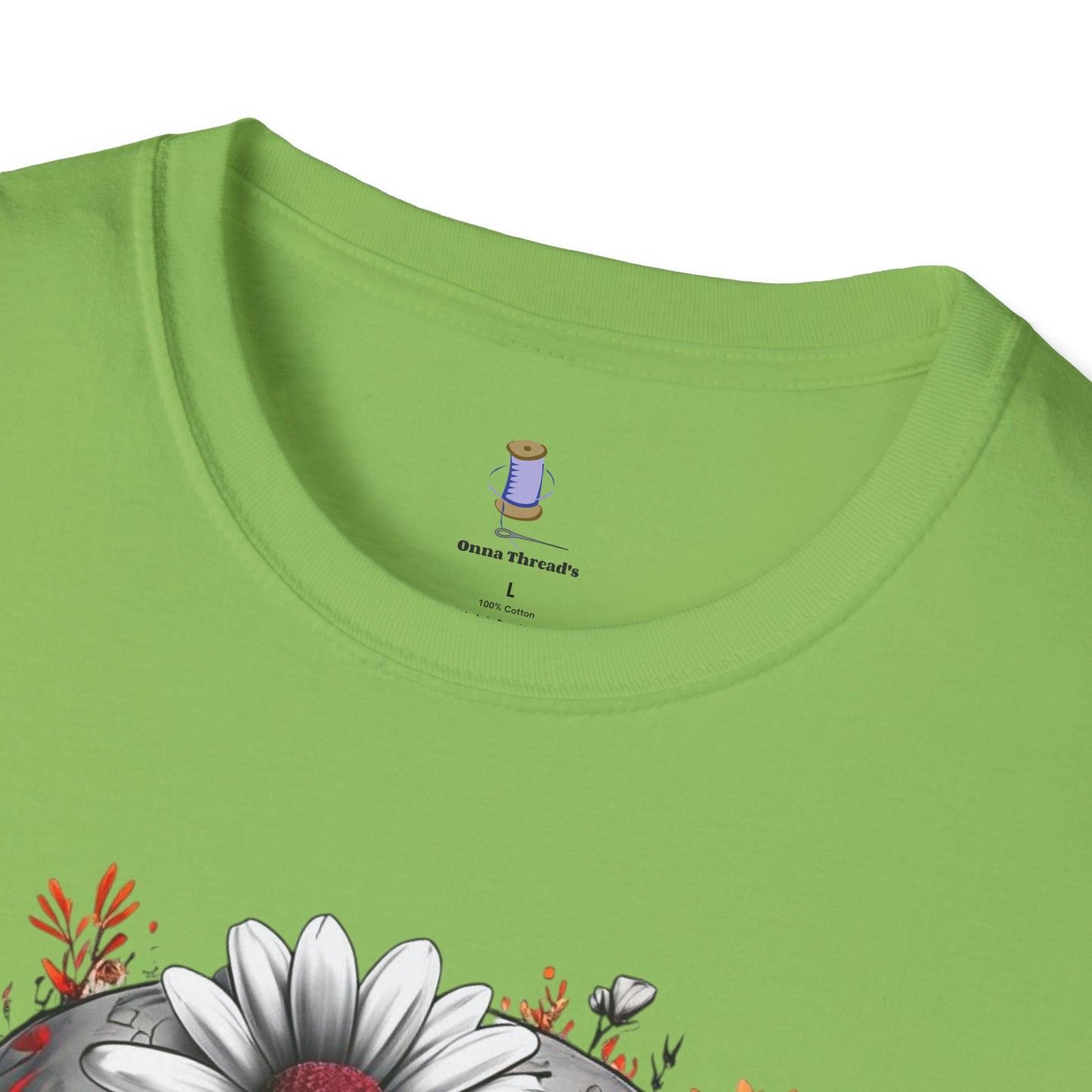 Skull & Flower Graphic T-Shirt, Unisex Casual Tee, Edgy Fashion Wear, Festival Outfit, Gift for Halloween & Day of the Dead