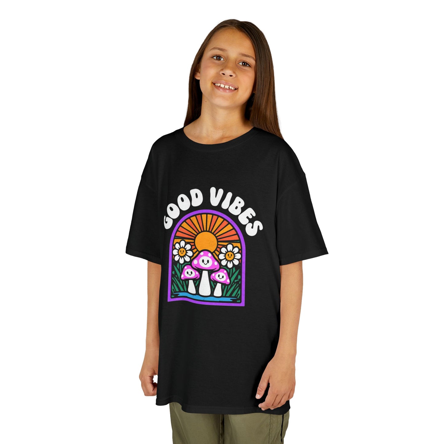 Good Vibes Kids Tee, Fun Summer Shirt, Youth Graphic Tee, Playful Cotton T-Shirt, Gift for Kids, Festival Wear