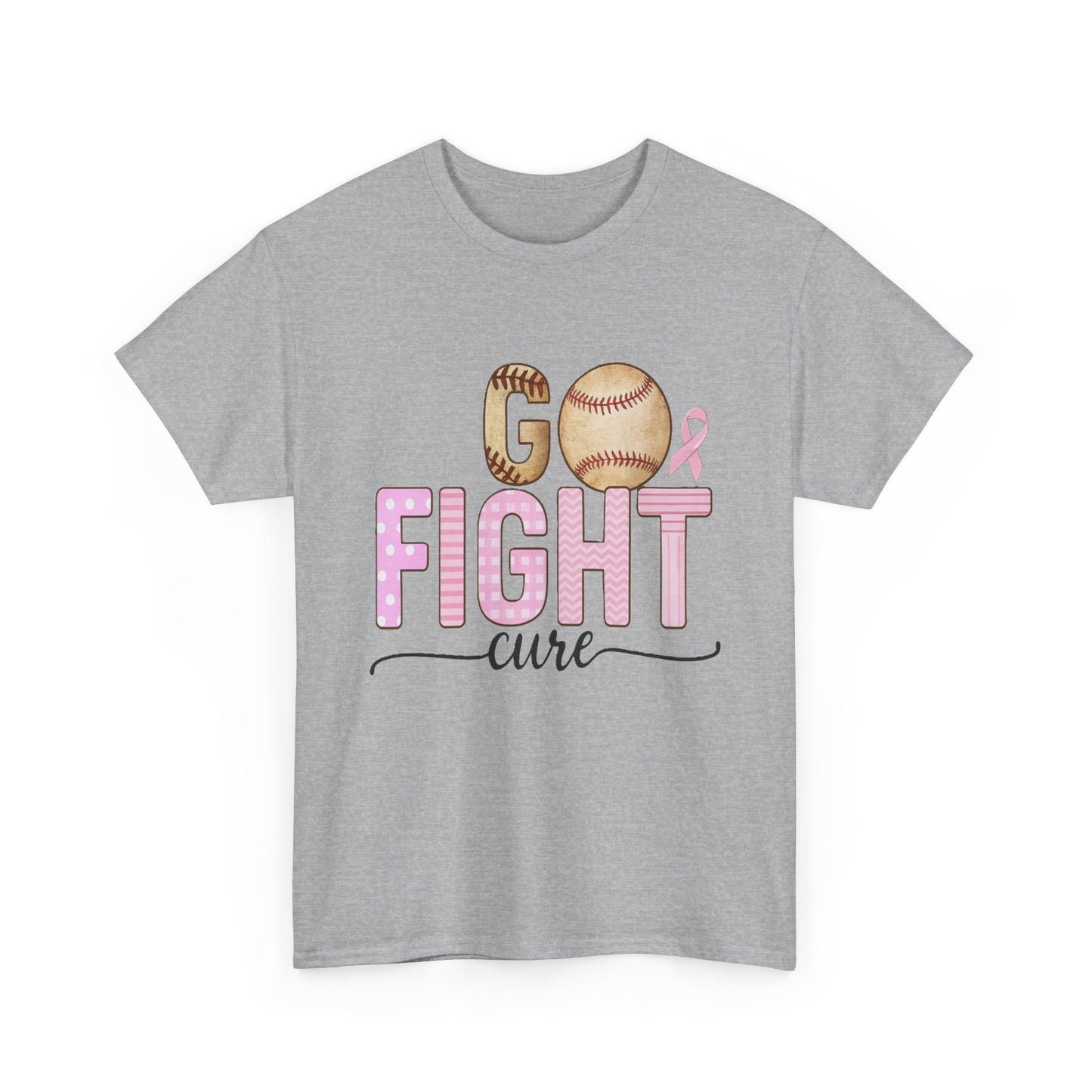 Go Fight Cure Baseball Pink Ribbon Awareness Tee