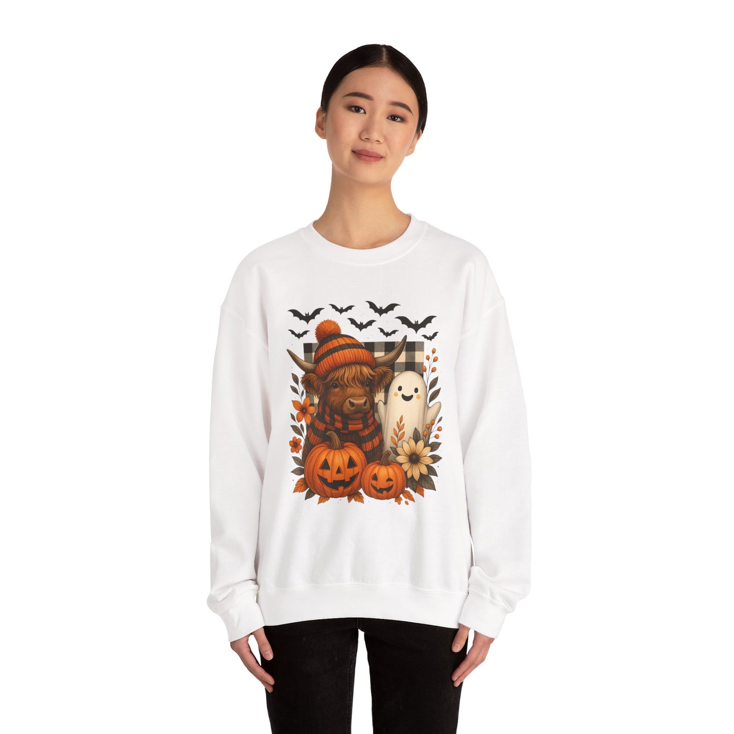 Happy Halloween Cow & Ghost Crewneck Sweatshirt