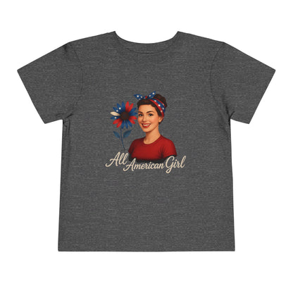 Toddler Tee All American Girl Patriotic Floral Shirt