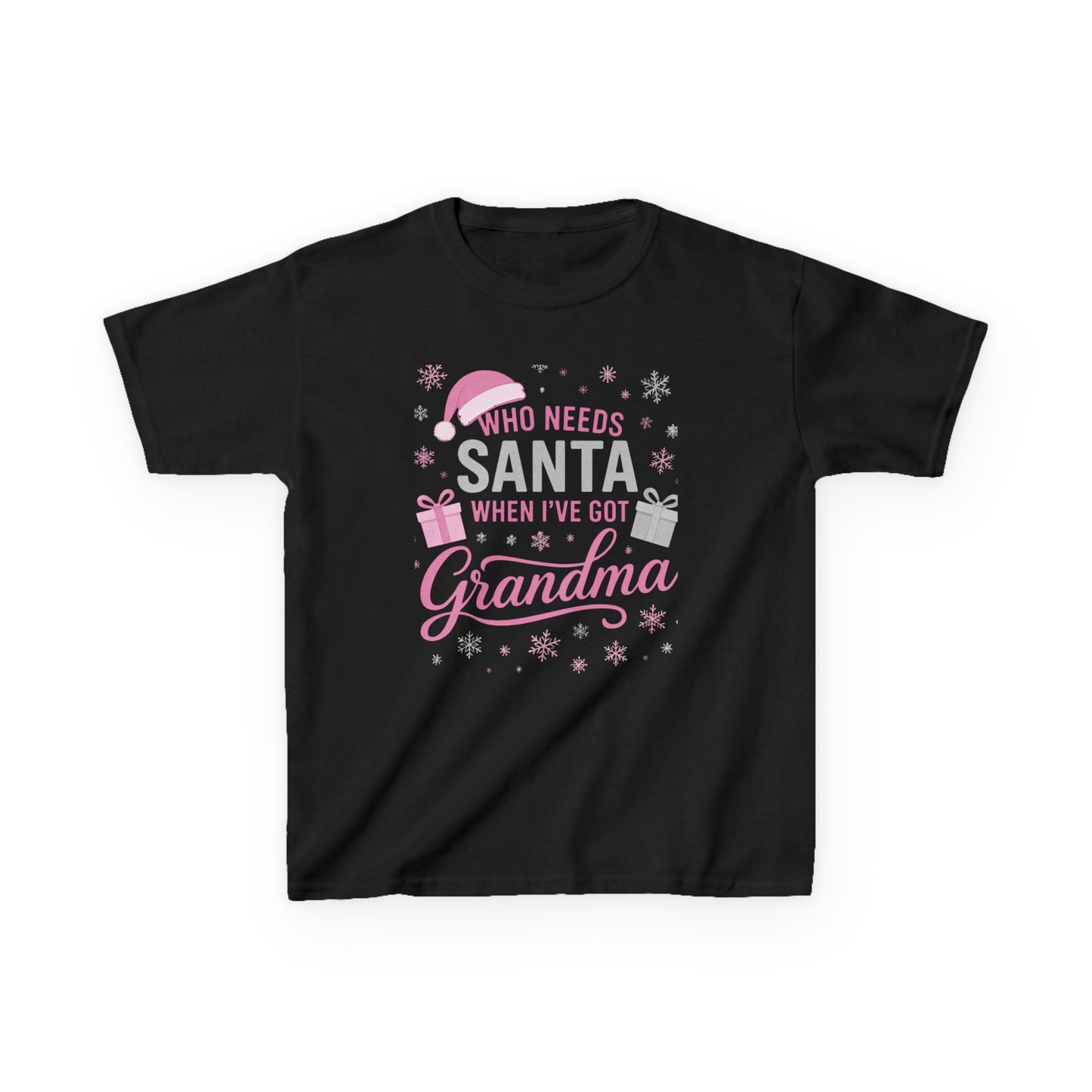 Grandma's My Santa! Christmas Dino Kids Tee