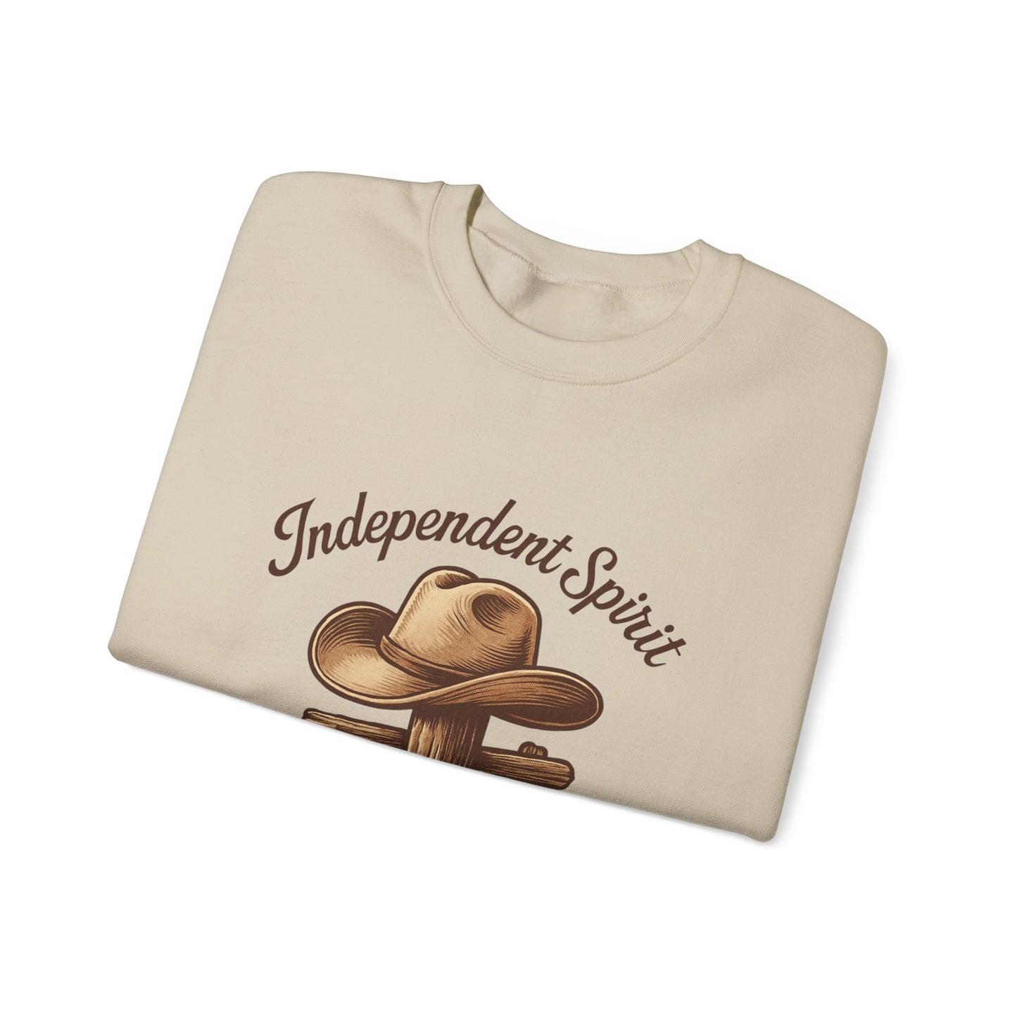 Crewneck Sweatshirt — "Independent Spirit, Quiet Swagger" Western Hat Graphic