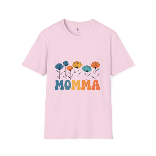 Momma Floral Softstyle T-Shirt | Perfect for Mother's Day, Gifts for Moms, Casual Wear, Spring Fashion, Family Gatherings