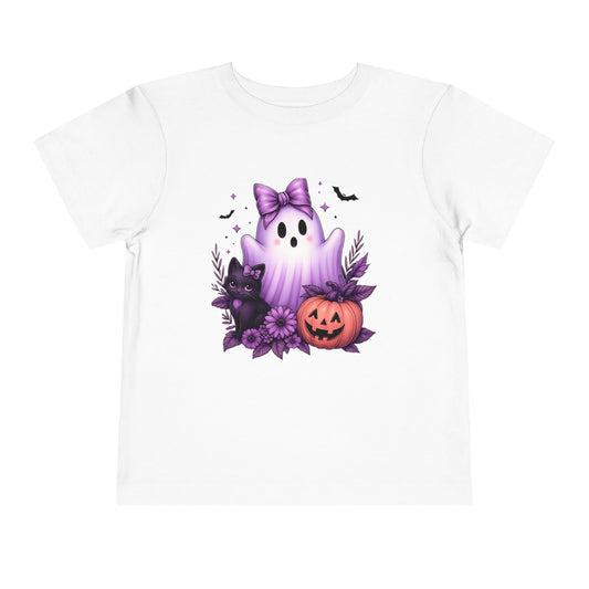 Cute Halloween Ghost & Cat Toddler Tee