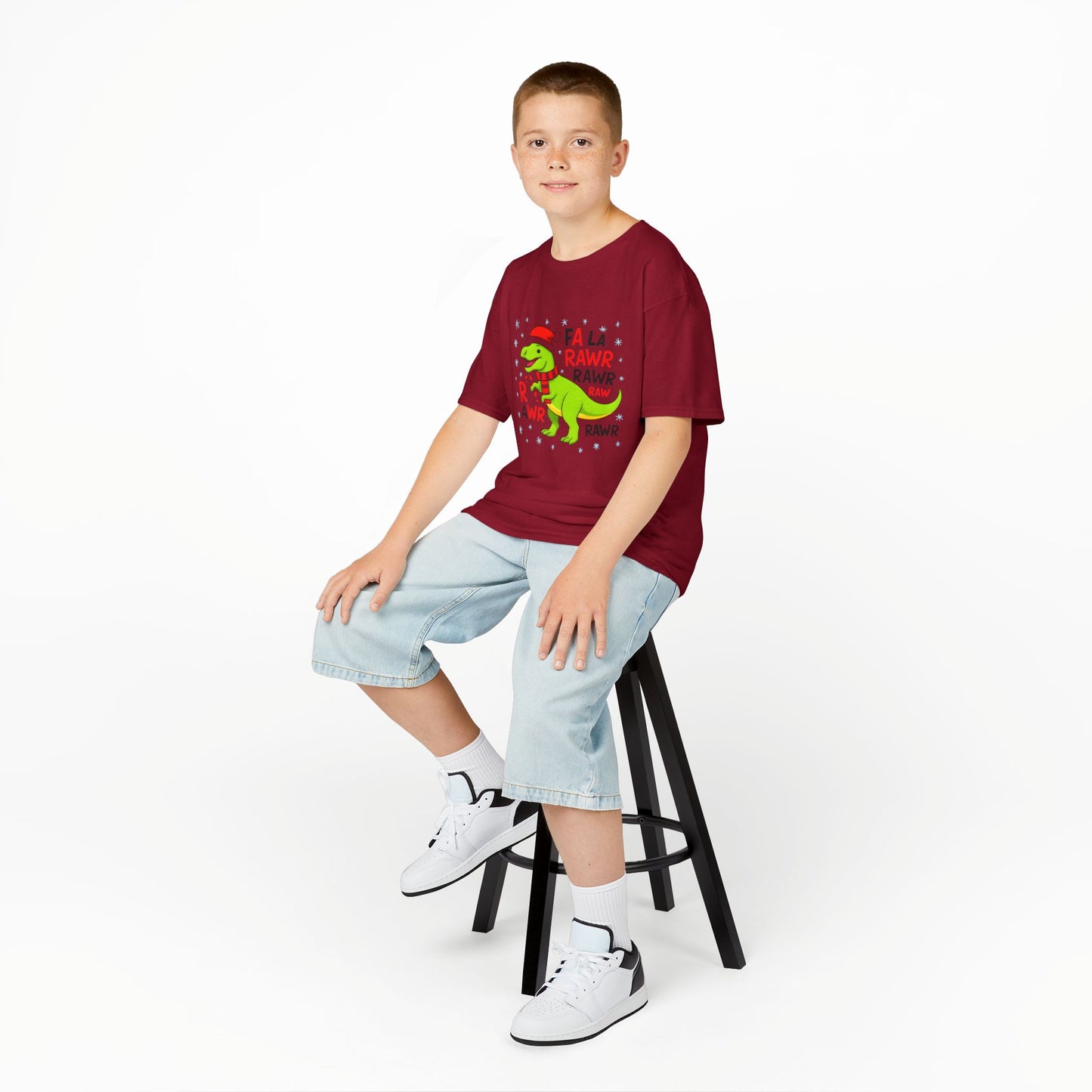 Holiday Dinosaur Kids Tee, Christmas Shirt, Fun Dinosaur T-Shirt, Kids Party Outfit, Cute Graphic Tee, Gift for Kids