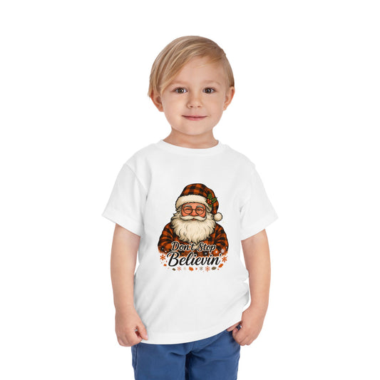 Plaid Santa 'Don't Stop Believin'' Toddler Tee
