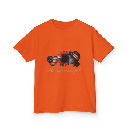 All American Girl Dinosaur Tee - Patriotic Kids Shirt