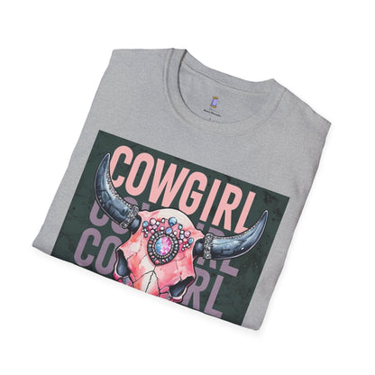 Camiseta con estampado de calavera vaquera, estilo western, unisex, estilo bohemio, ideal para vaqueras, ideal para salidas informales.