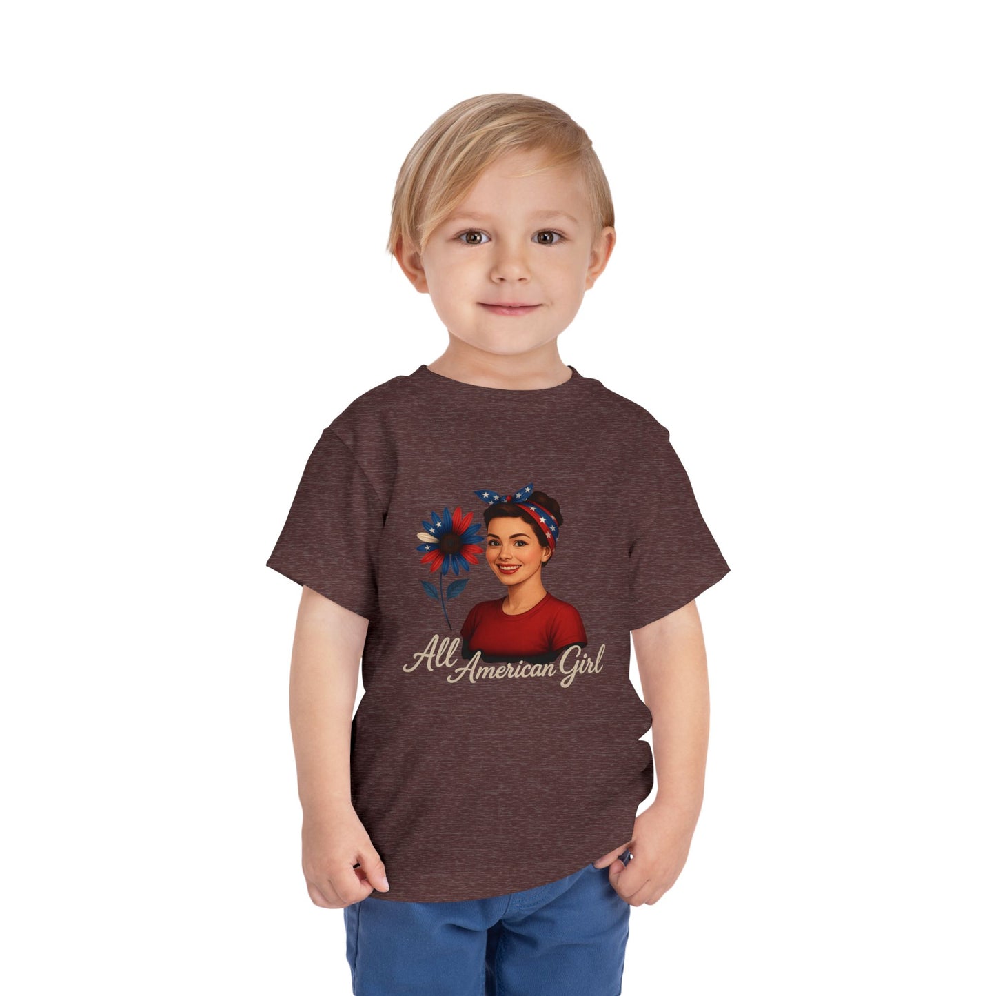Toddler Tee All American Girl Patriotic Floral Shirt