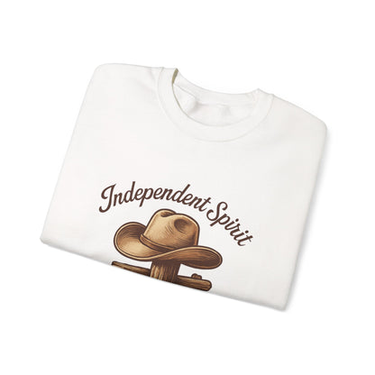 Crewneck Sweatshirt — "Independent Spirit, Quiet Swagger" Western Hat Graphic