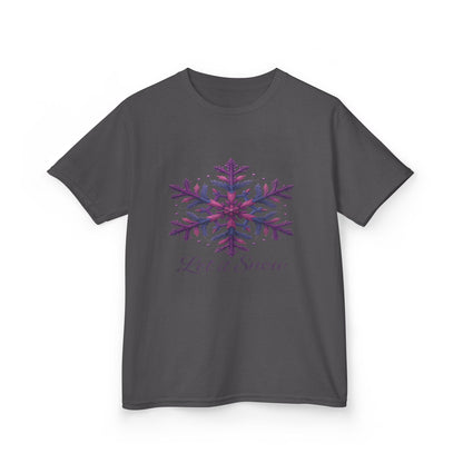 Let It Snow Dinosaur Kids Tee - Holiday Christmas Shirt