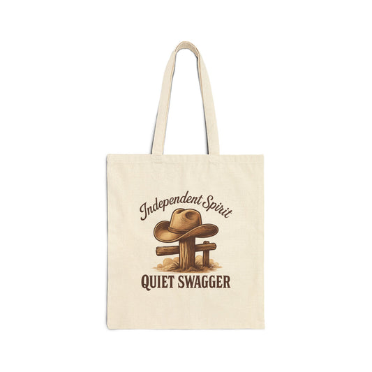 Quiet Swagger Canvas Tote Bag — "Independent Spirit" Cowboy Hat Design