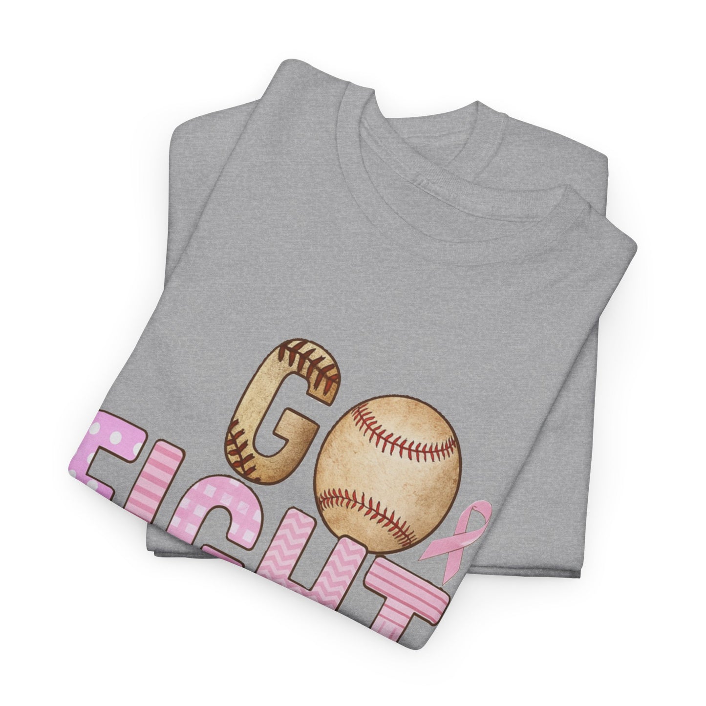 Go Fight Cure Baseball Pink Ribbon Awareness Tee
