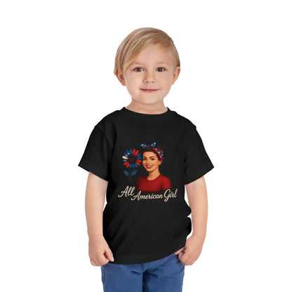 Toddler Tee All American Girl Patriotic Floral Shirt