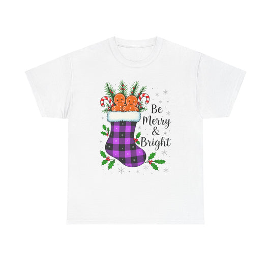 Buffalo Plaid Stocking Unisex Tee - Be Merry & Bright