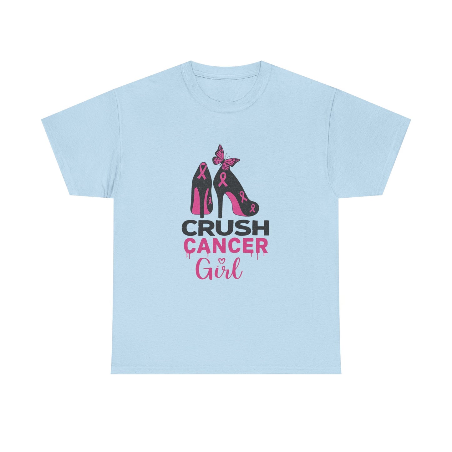 Crush Cancer Girl Tee: High Heels, Pink Ribbon, Hope