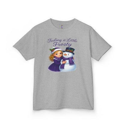 Kids Heavy Cotton™ Tee, Feeling a Little Frosty T-Shirt, Winter Tee, Holiday Gift for Kids, Cute Snowman Shirt, Fun Winter Apparel