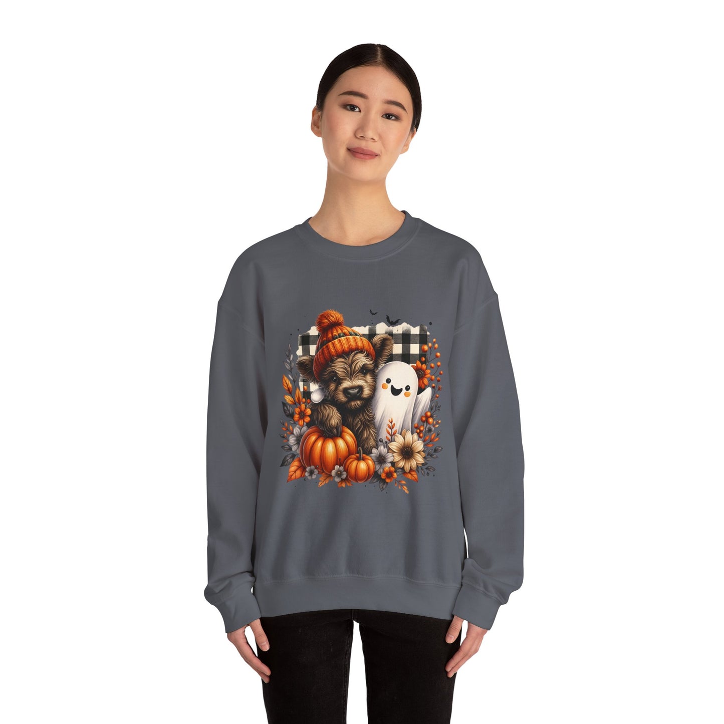 Cute Halloween Dog & Ghost Crewneck Sweatshirt