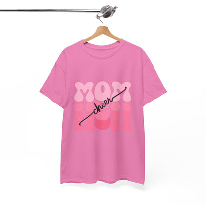 MOM Cheer – Pink Bubble Letter Spirit Tee