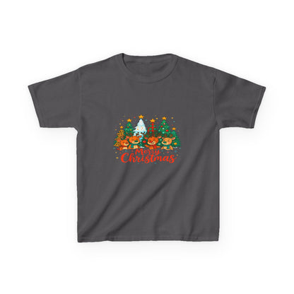 Merry Christmas Reindeer & Dino Trees Kids Tee