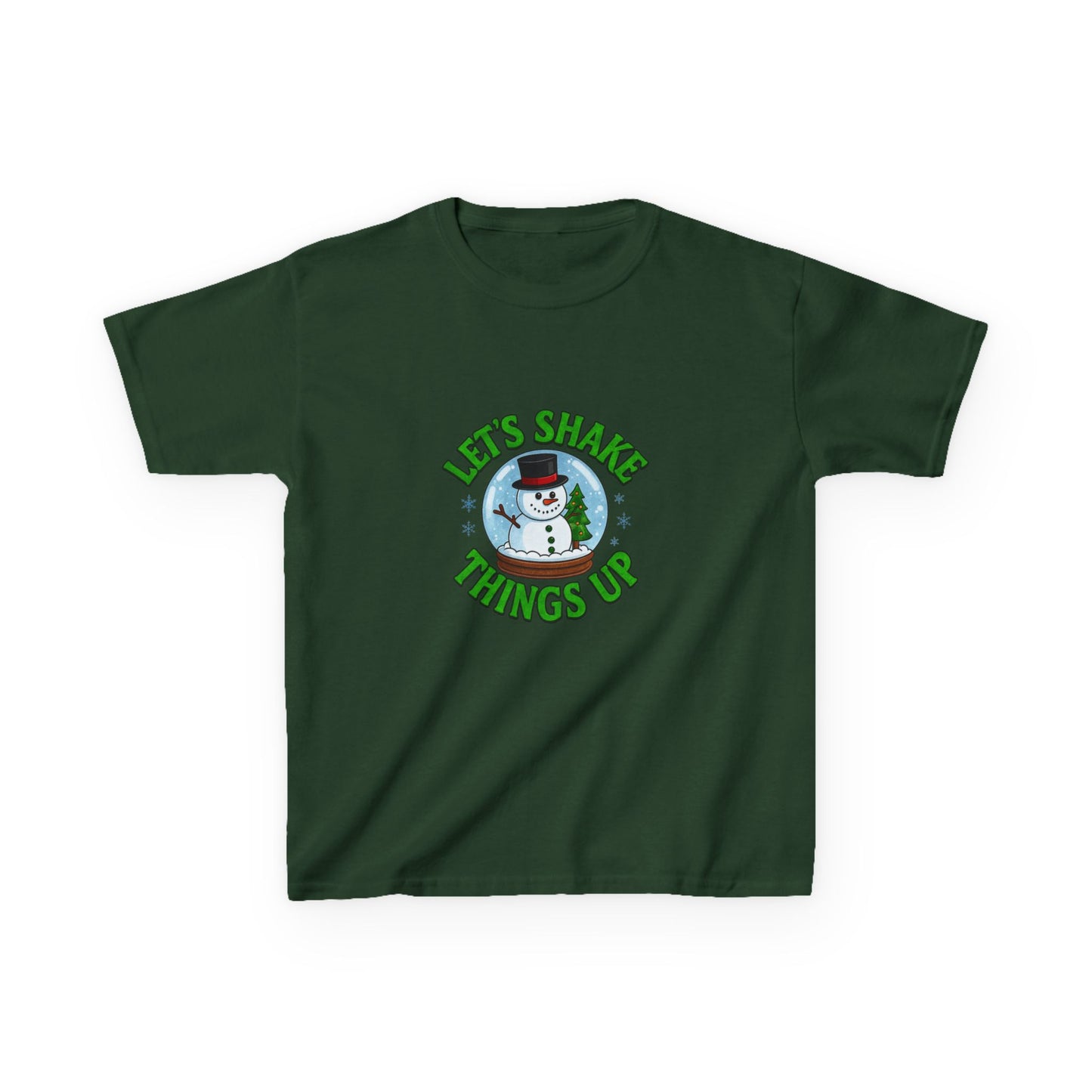 Snowman Dino Globe Kids Christmas Tee