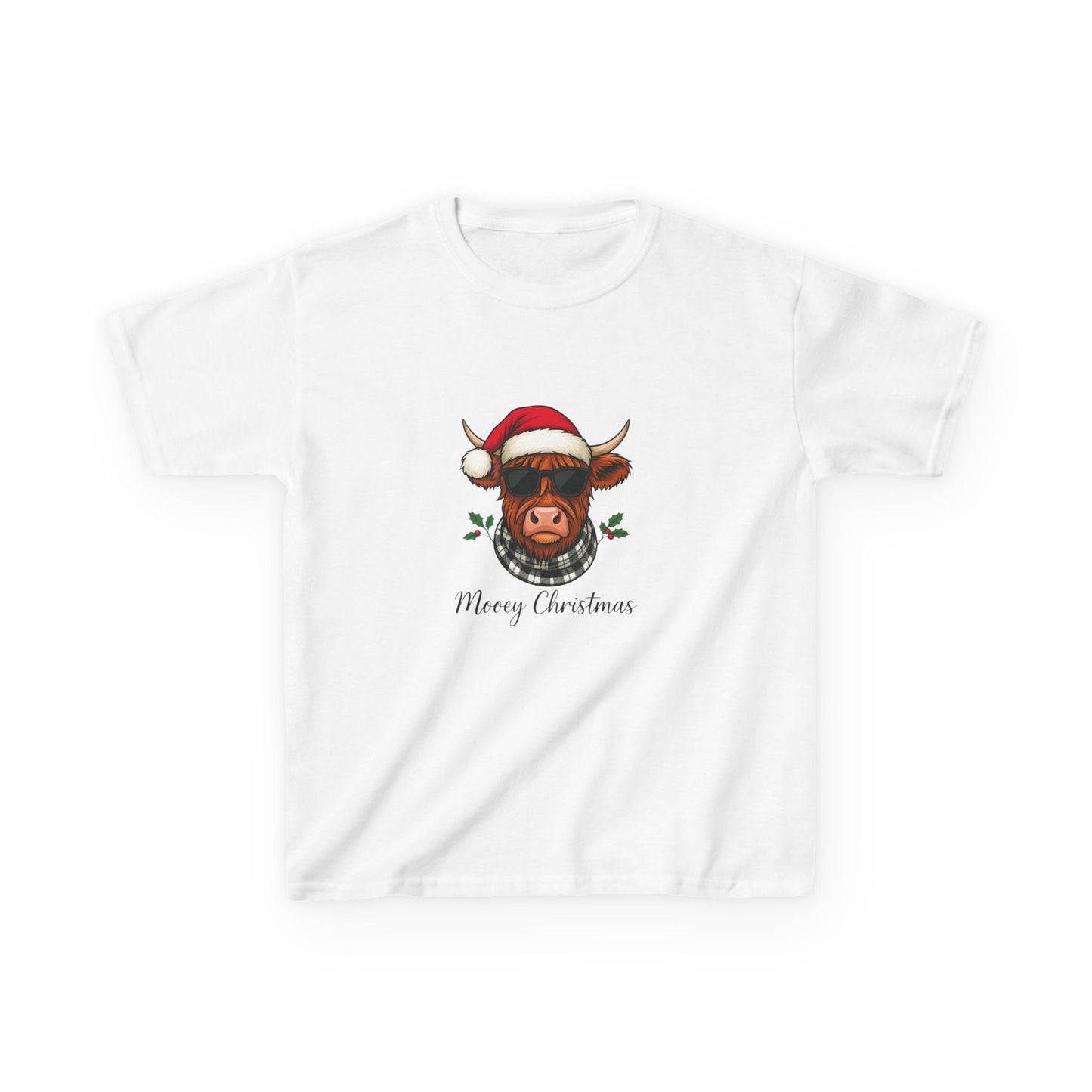 Moovey Christmas Highland Cow Kids Tee