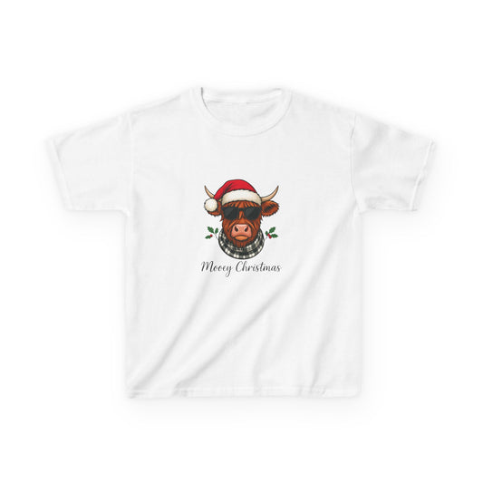 Moovey Christmas Highland Cow Kids Tee