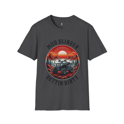 Mud Slinger Unisex Softstyle T-Shirt, Adventure Tee, Off-Road Enthusiast Shirt, Gift for Mud Lovers, Outdoor Sportswear, Gettin Dirty Tee