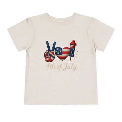 4th of July Peace & Heart Tee: Patriotic Toddler Shirt