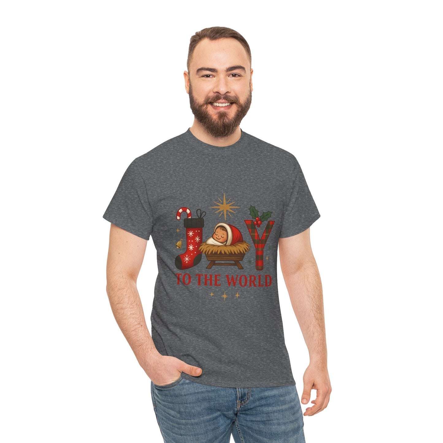 Christmas Joy Unisex Tee with Baby Jesus Illustration