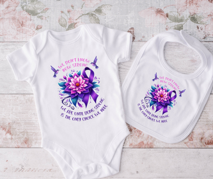 We Don't Know How Strong Suicide Awareness Onesie and Bib Set