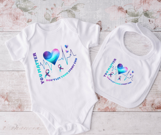 You Matter Suicide Awareness Onesie and Bib Set