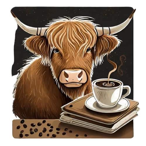 Bull and Coffee Square Ceramic Coaster Set