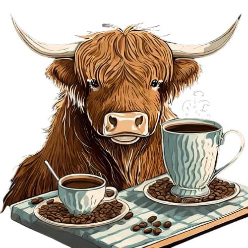 Bull and Coffee Square Ceramic Coaster Set