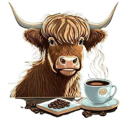 Bull and Coffee Square Ceramic Coaster Set