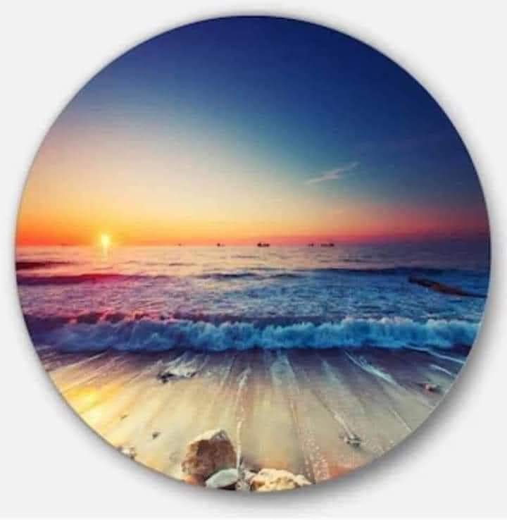 Sunset Beach Round Ceramic Coaster Set