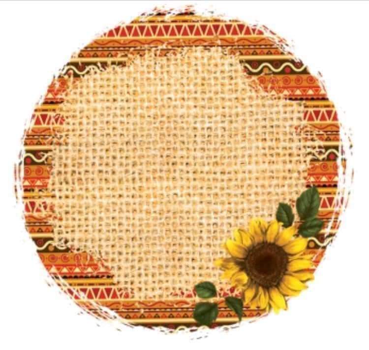 Sunflowers And Burlap Round Ceramic Coaster Set