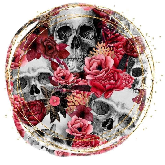 Skulls And Roses Round Ceramic Coaster Set