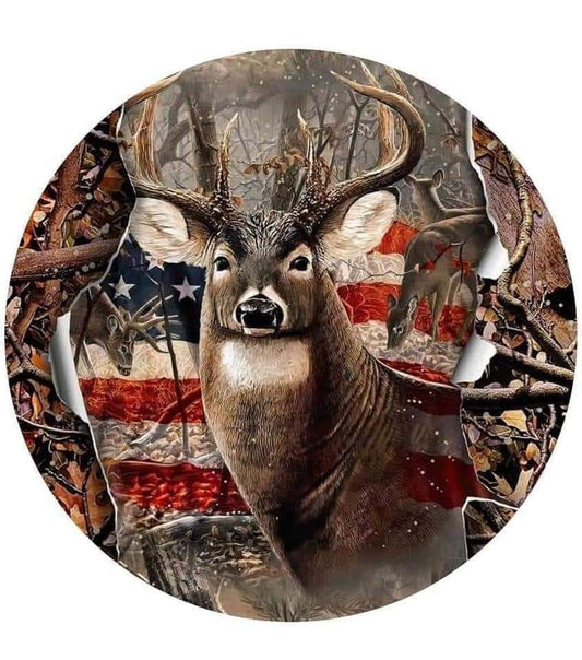 Buck and Flag Round Ceramic Coaster Set